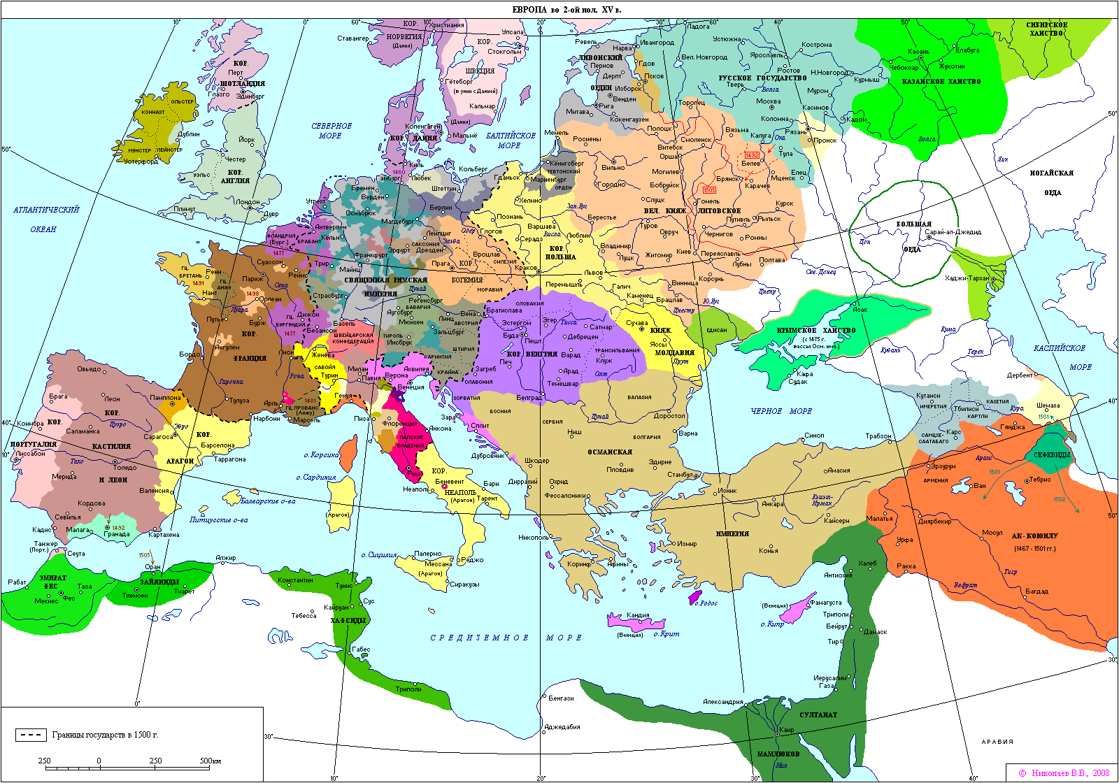 Карта россии 1500